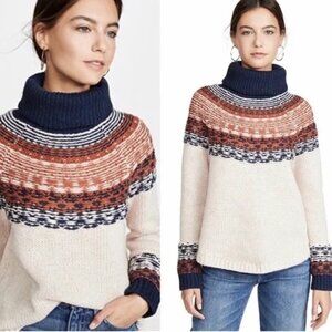 Madewell Brookedale Fair Isle Turtleneck Sweater Size L